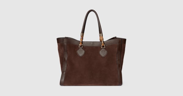 Bamboo Tote large bag in dark brown suede | GUCCI® US