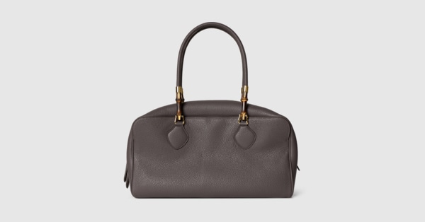 バンブー ボストン ラージ バッグ ・ダークグレー レザー | GUCCI公式