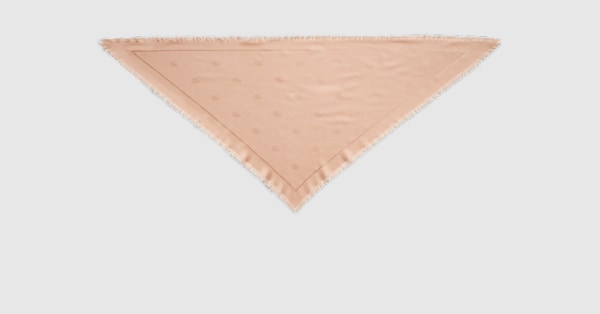 Double G silk wool shawl in beige | GUCCI® US