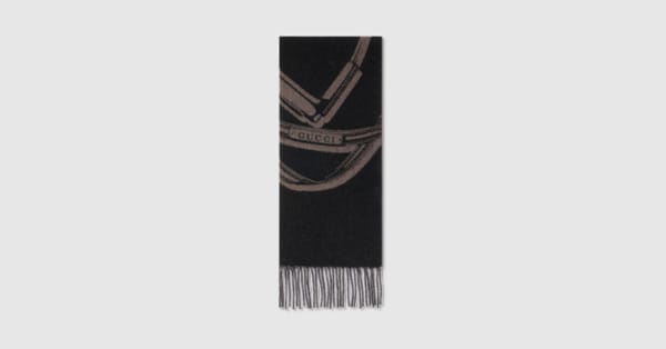グッチ ホースビット ウールカシミア スカーフ ・ブラック | GUCCI公式