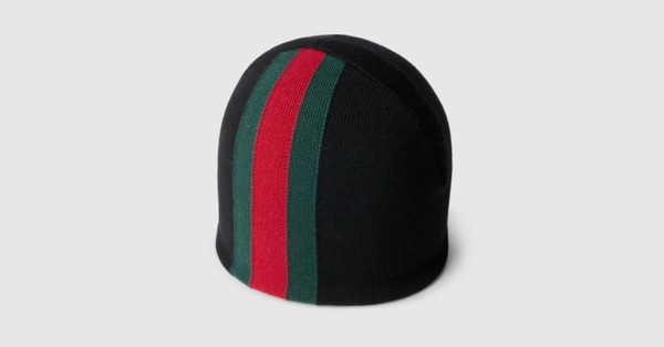 ウェブ付き ウール ハット ・ブラック | GUCCI公式