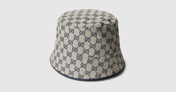 GG cotton canvas bucket hat in beige and blue | GUCCI® US