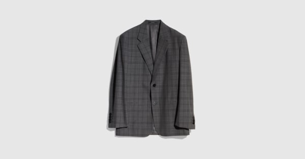 Checked fine wool jacket in grey and beige | GUCCI® US