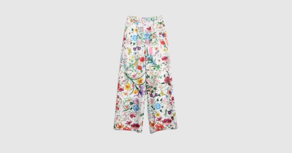 Printed silk twill pants in multicolor | GUCCI® US