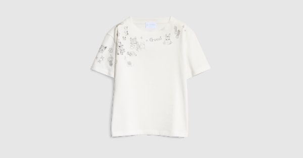 Children's cotton T-shirt with print in white | GUCCI® US