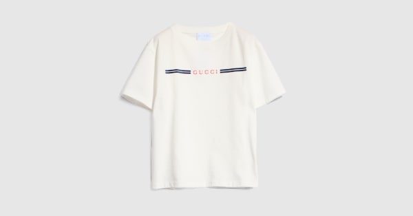 Children's cotton T-shirt with print in white | GUCCI® US