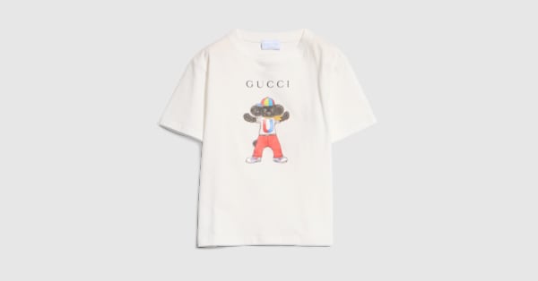 Children's cotton T-shirt with print in white | GUCCI® DK