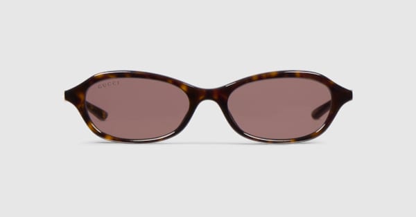 Oval-frame sunglasses in brown tortoiseshell | GUCCI® US