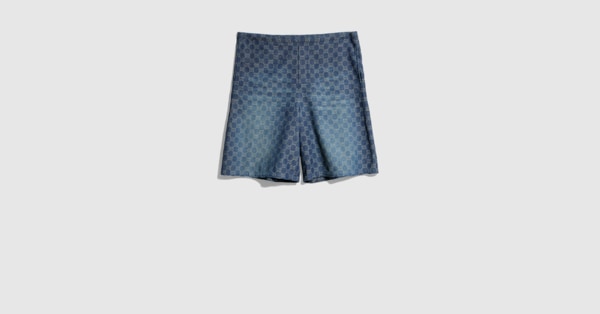 GGシャンブレーコットンデニム ショートパンツ ・ブルー | GUCCI公式