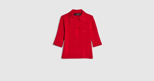 ファイン ストレッチ ニット シルク ポロシャツ ・レッド | GUCCI公式