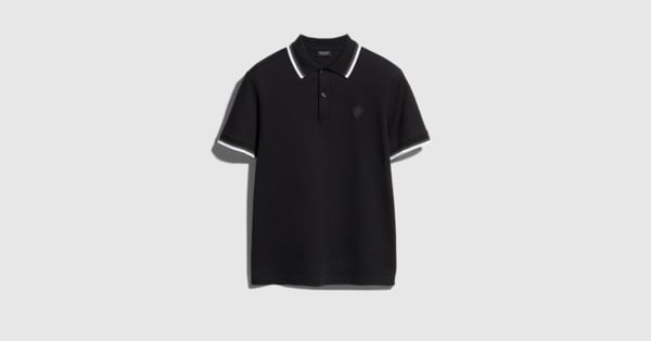 エンブロイダリー付き コットンピケ ポロシャツ ・ブラック | GUCCI公式