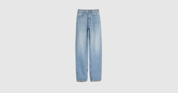 Bleached stone washed denim pants in light blue | GUCCI® US