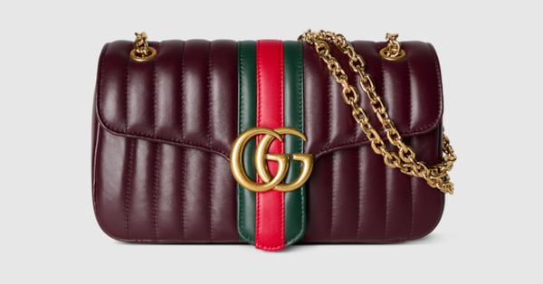 Jetset GG Marmont medium shoulder bag in burgundy nappa leather