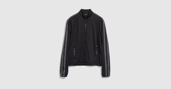 Cotton jersey zip jacket with muted Web in black | GUCCI® US