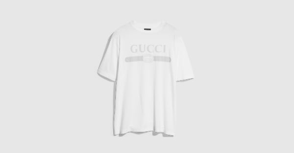 Cotton jersey T-shirt with print in white | GUCCI® US