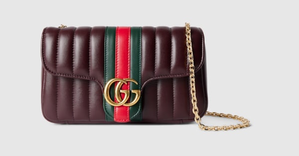 Jetset GG Marmont small shoulder bag in burgundy leather | GUCCI® US