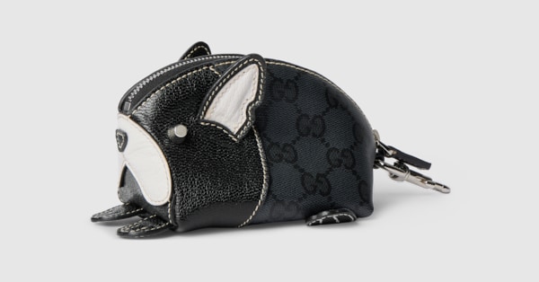 Dog-shaped coin case in black GG canvas | GUCCI® US