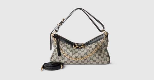 Starlet medium shoulder bag in beige and black GG canvas | GUCCI® US