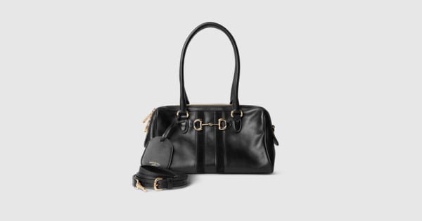 グッチ ボルセット〕ミディアム ボストンバッグ ・ブラックレザー