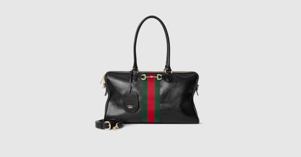グッチ ボルセット〕ラージ ボストンバッグ ・ブラック レザー | GUCCI公式