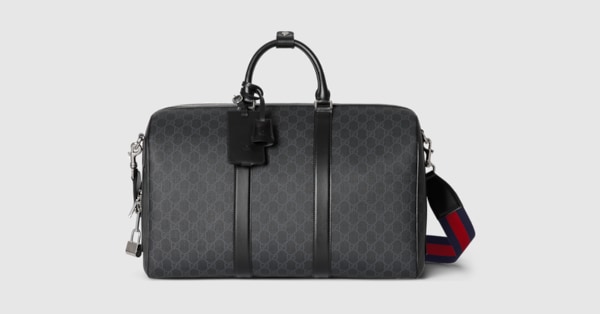 GUCCI トートバッグ キャンバス エンブロイダリー キャンバス ラージ ポーチ ・ブラック GGスプリーム