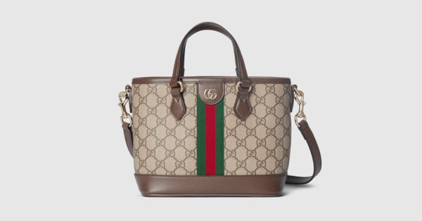 Ophidia small tote bag in beige and brown GG fabric | GUCCI® US