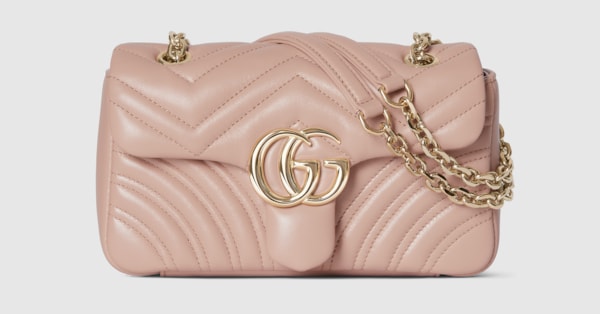 GG Marmont small shoulder bag in pink beige leather | GUCCI® US
