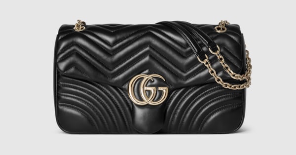 GG Marmont large shoulder bag in black leather | GUCCI® US