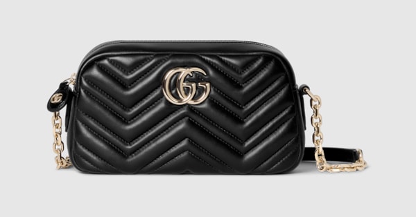 GGマーモント〕スモール カメラバッグ ・ブラック レザー | GUCCI公式