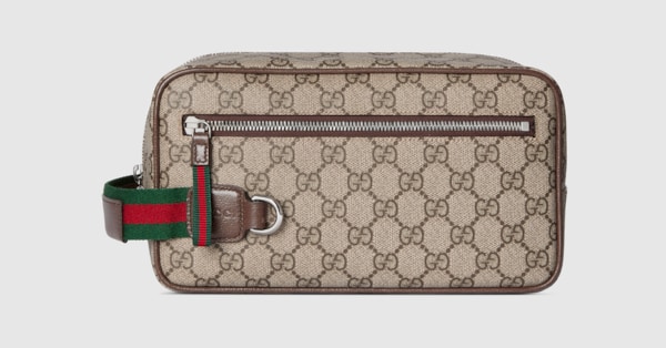 Medium GG toiletry case in beige and brown GG Supreme | GUCCI® US