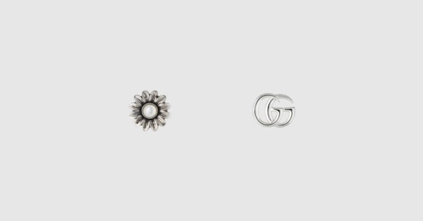 グッチ シルバージュエリーダブルG フラワー スタッズ ピアス | GUCCI® JP