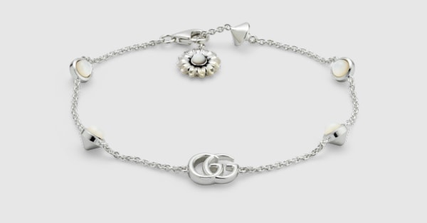 GUCCI スター＆ビー クリスタル ブレスレット ダブルG マザー・オブ・パール ブレスレット ・スターリングシルバー