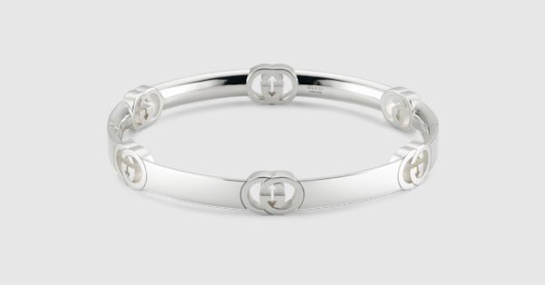 Gucci Interlocking bangle bracelet in 925 sterling silver | GUCCI® GR