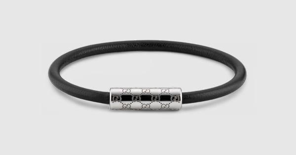 GG パターン ブレスレット ・ブラック レザー | GUCCI公式