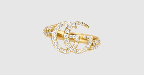 GG Marmont crystal ring in gold-toned brass | GUCCI® US