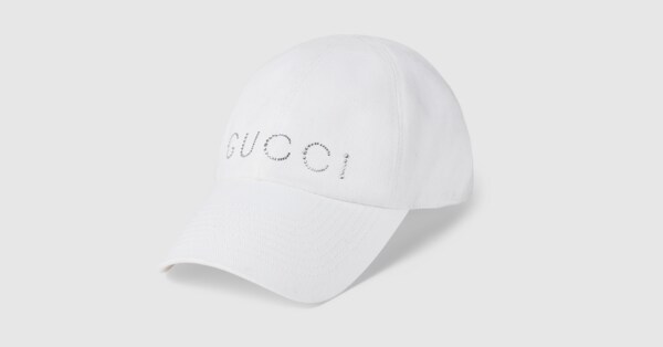 プリント付き キャンバス ベースボールキャップ ・ホワイト | GUCCI公式