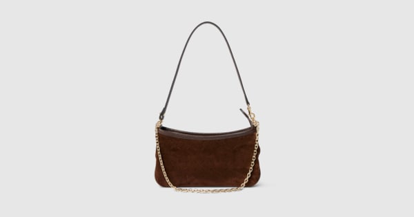 Gossip small shoulder bag in dark brown GG suede | GUCCI® US