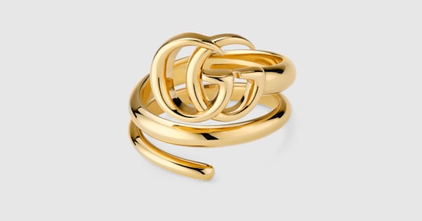 GG Marmont double row ring in gold-toned brass | GUCCI® US