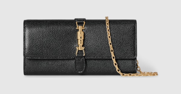 グッチ Jackie〕チェーン付きウォレット ・ブラック レザー | GUCCI公式