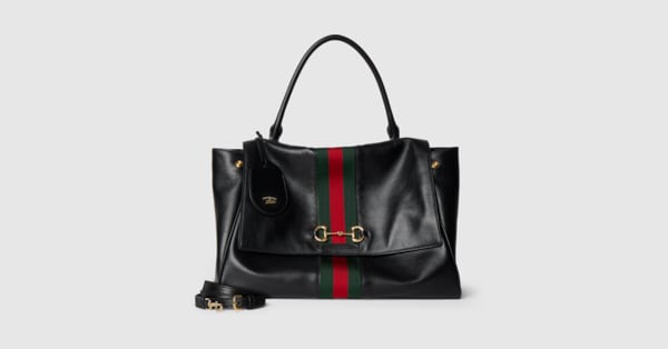 パパラッツォ ラージ トップハンドルバッグ ・ブラック レザー | GUCCI公式