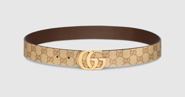 カット GGエンブレム〕リバーシブル ベルト ・サンド＆ブラウン GG
