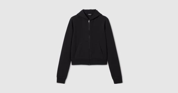 Cotton jersey and cashmere zip jacket in black | GUCCI® US