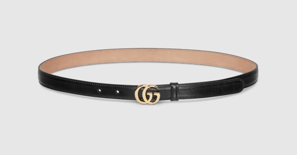GGエンブレム〕スリムベルト ・ブラック レザー | GUCCI公式