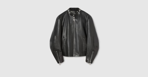 ホースビット付き レザー ジャケット ・ブラック GGキャンバス | GUCCI公式