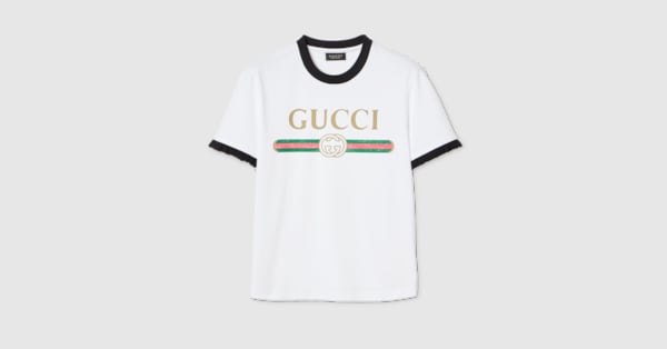 Cotton jersey T-shirt with print in white | GUCCI® US