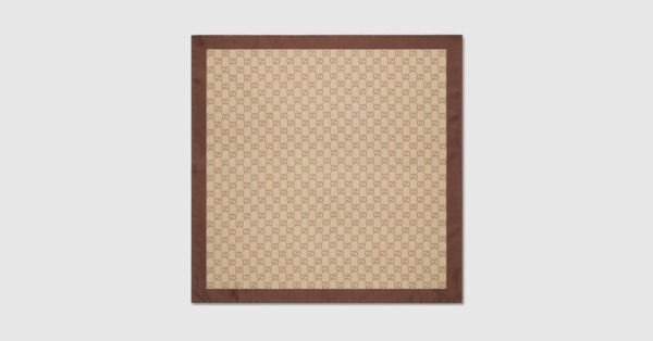 ky304【美品】GUCCI ホルターネック キャメル シルク100 S Printed silk twill carré in brown and light brown | GUCCI® US