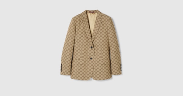GG canvas jacket in camel and ebony | GUCCI® US