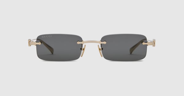 Rectangular frame sunglasses in gold-toned | GUCCI® US