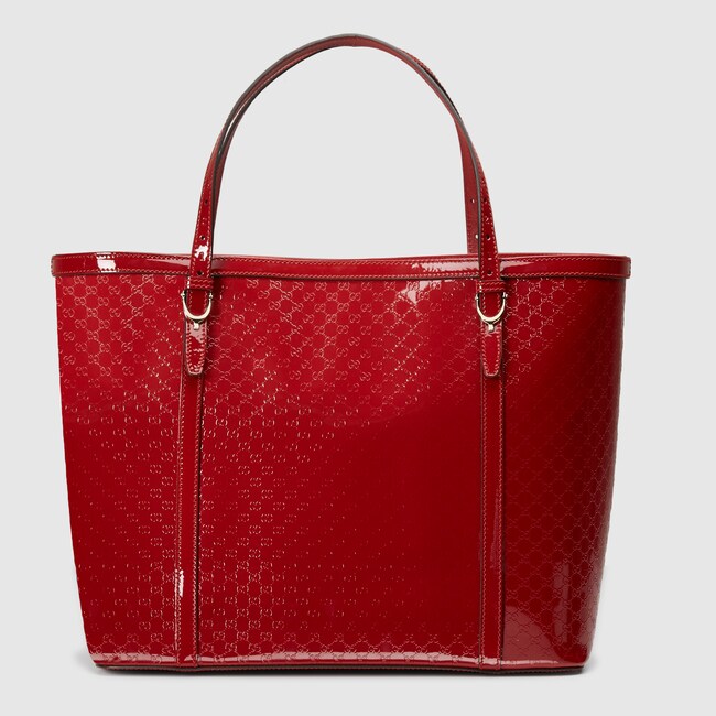 Gucci Nice Microguccissima Tote In Dark Red Glossy Gucci Nice Microguccissima Tote In Dark Red Glossy Patent Leather With Trim