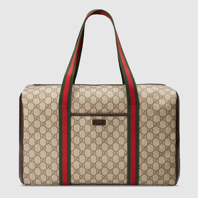 Dog Bag In Beige Ebony Gg Plus With Brown Leather Trim Gucci Gifts